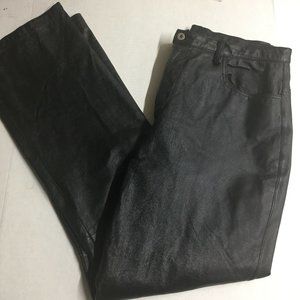 Solutions New York Women's Size 12 Leather Pants Straight Black High Wai…
